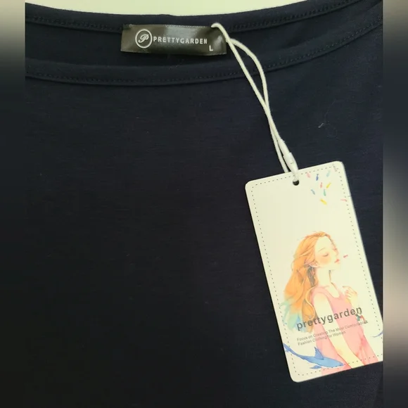 NWT Pretty Garden One Shoulder Asymmetrical Cocktail Dress, L, Navy - Picture 8 of 10